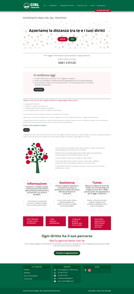 pagine per sito web inas cisl trentino