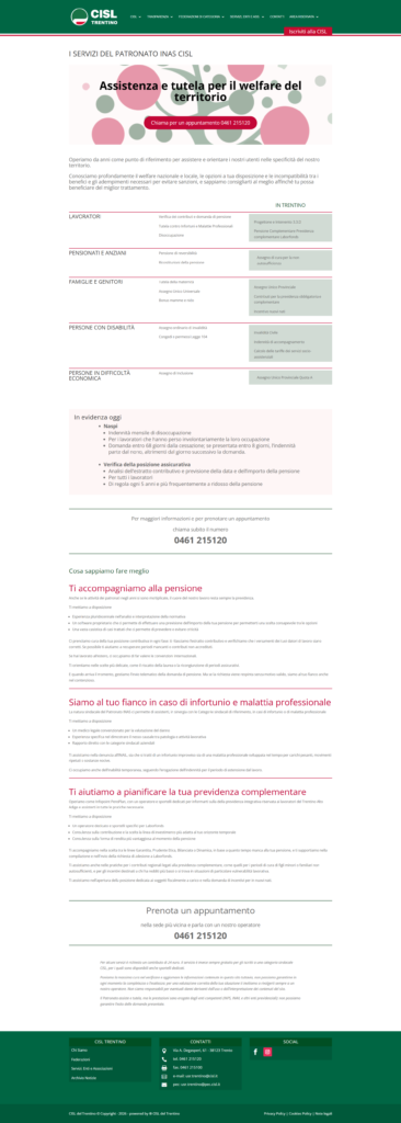 pagine per sito web inas cisl trentino